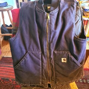 Carhartt Black Cotton Quilted Vest L Tall